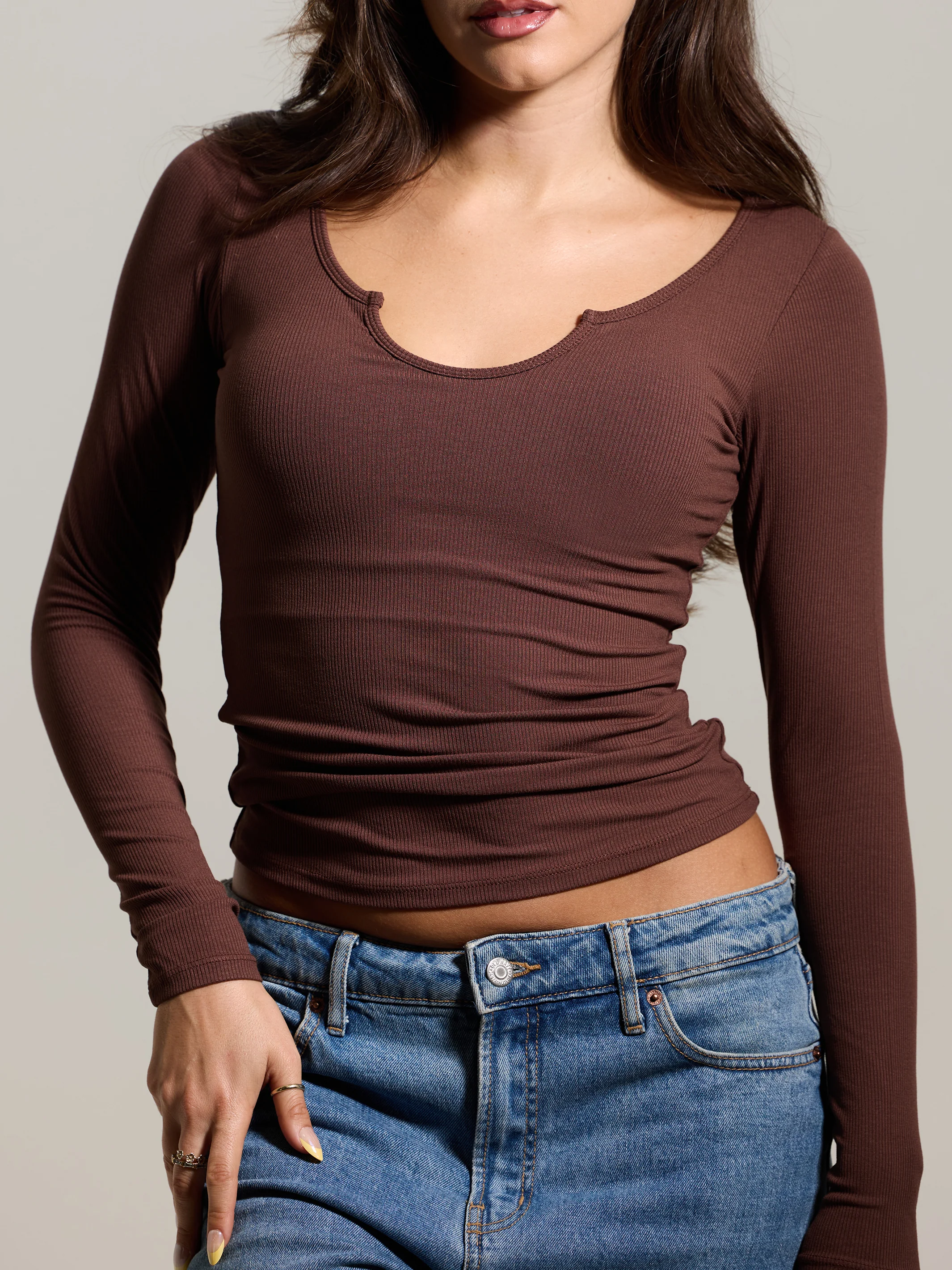 Braless Ribbed U-Shape Long Sleeve - Image 5