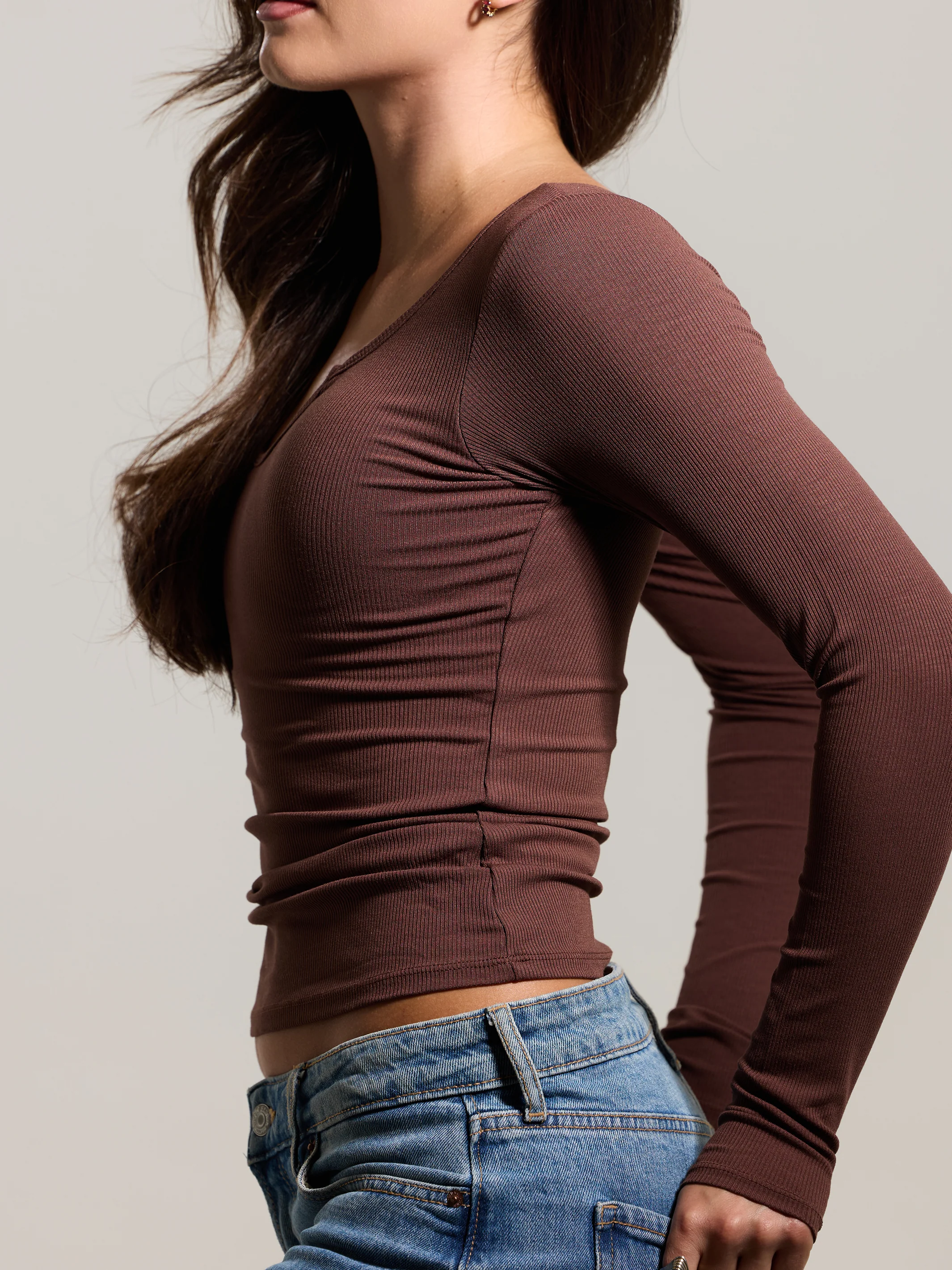 Braless Ribbed U-Shape Long Sleeve - Image 8