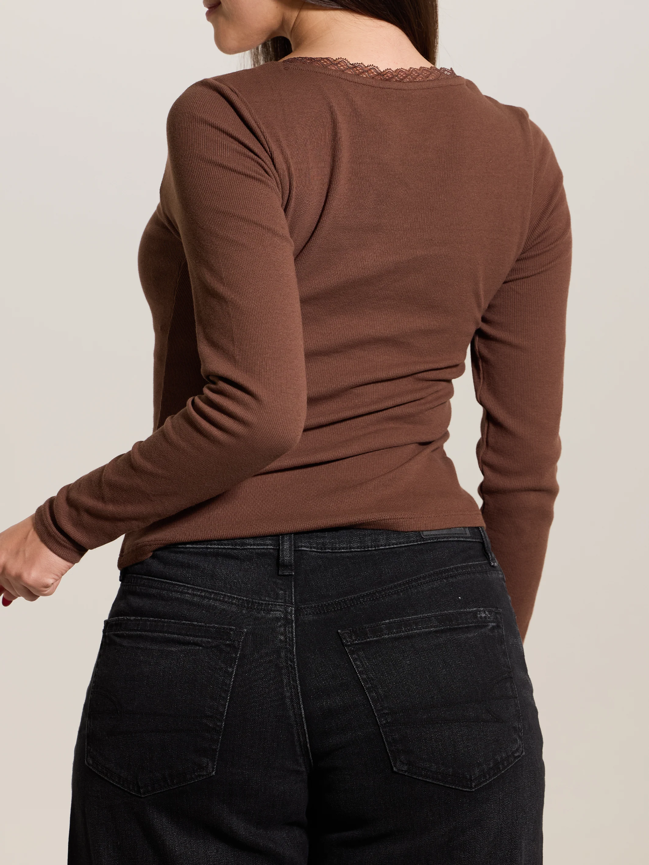 Lace Trim Henley Long Sleeve - Image 14