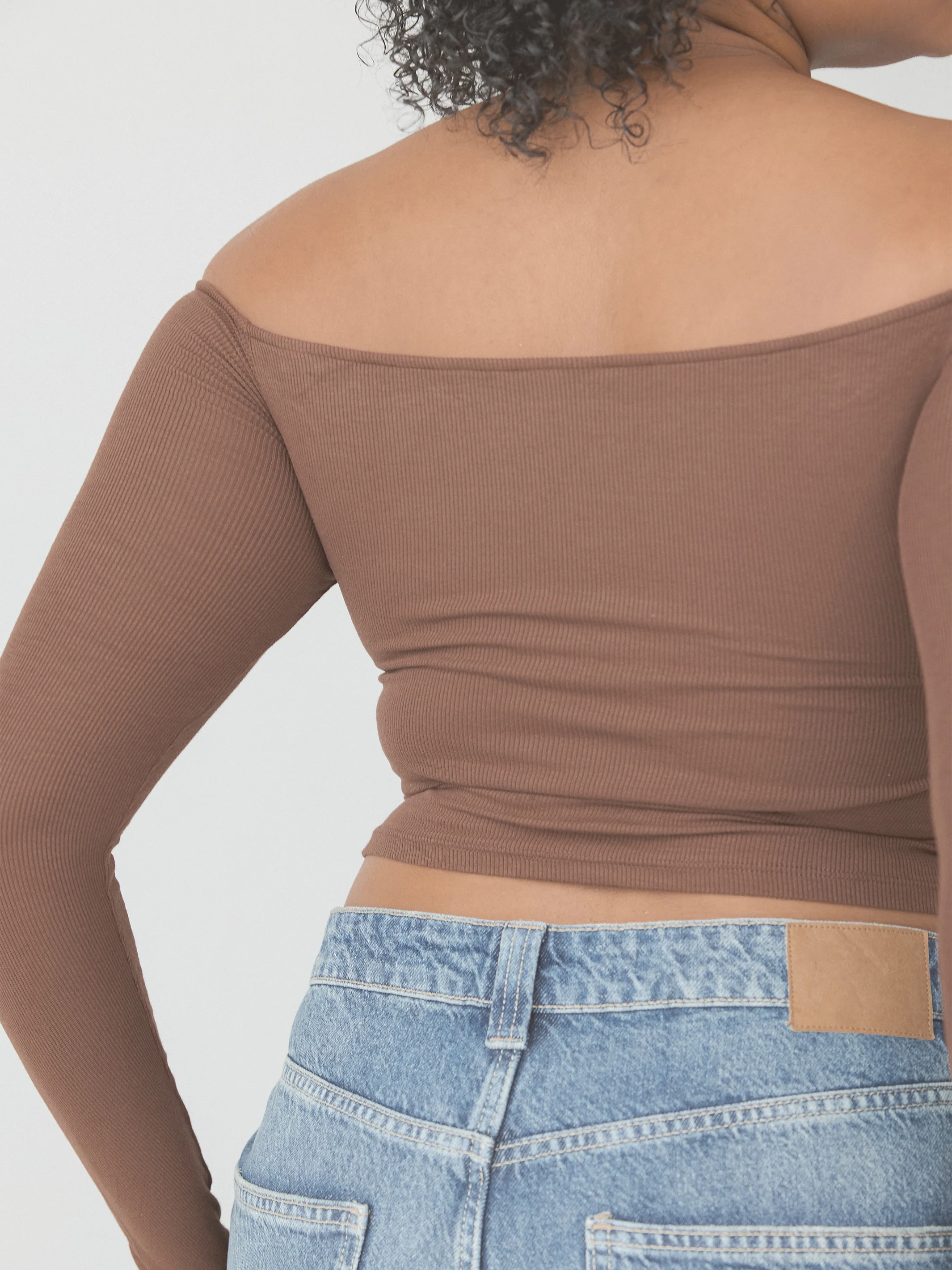 Ribbed Off The Shoulder Long Sleeve Crop - Image 10