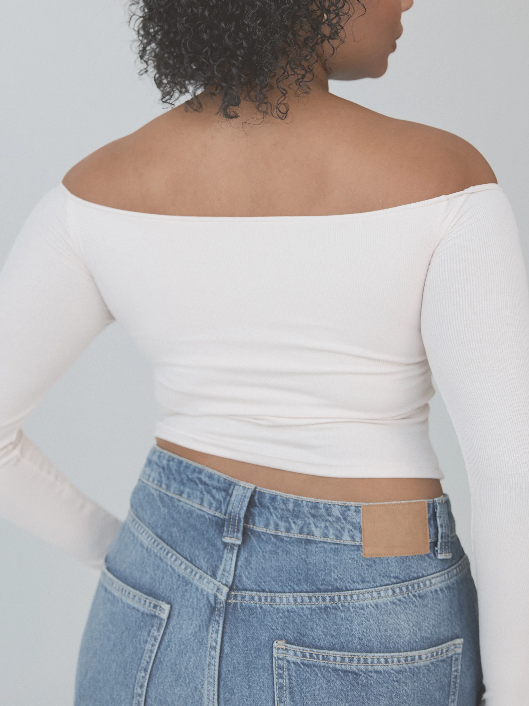 Ribbed Off The Shoulder Long Sleeve Crop - Image 13